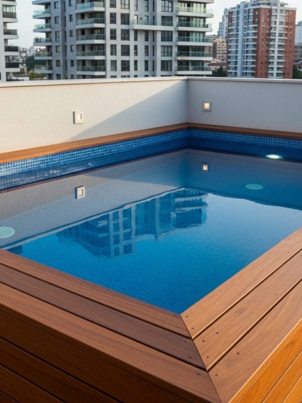 mini piscine contour bois